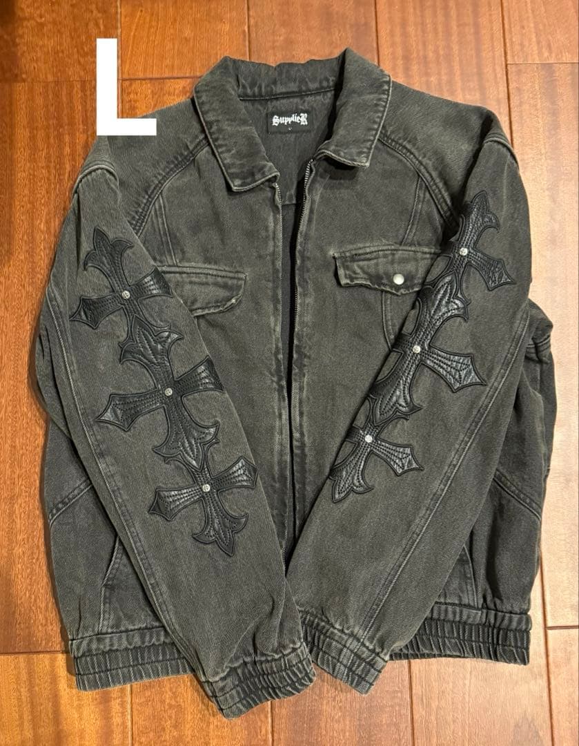 Cross Leather Patch Denim Jacket セットアップ