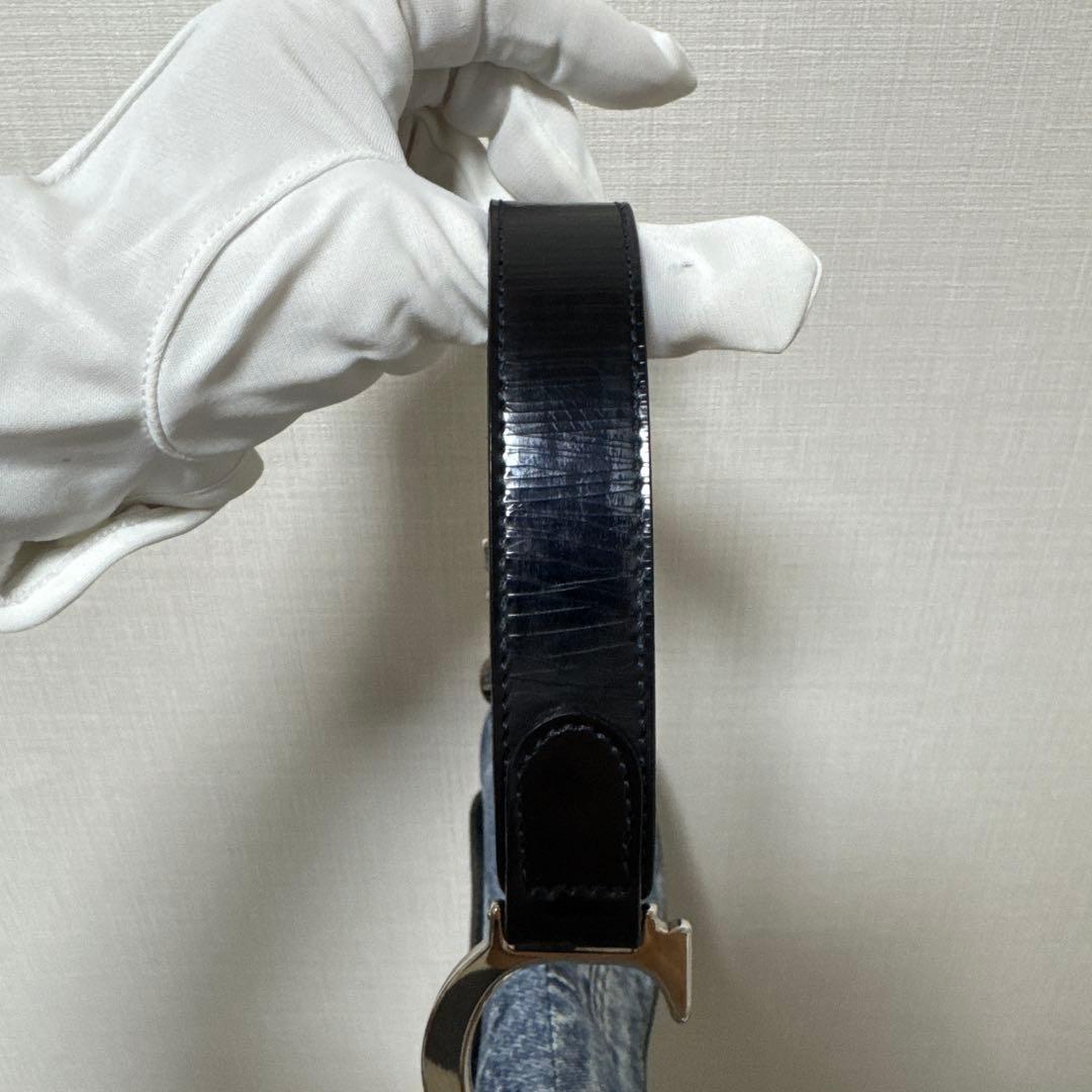 極美品 クリスチャンディオールショルダーサドルバッグガリアーノデニムシルバー金具