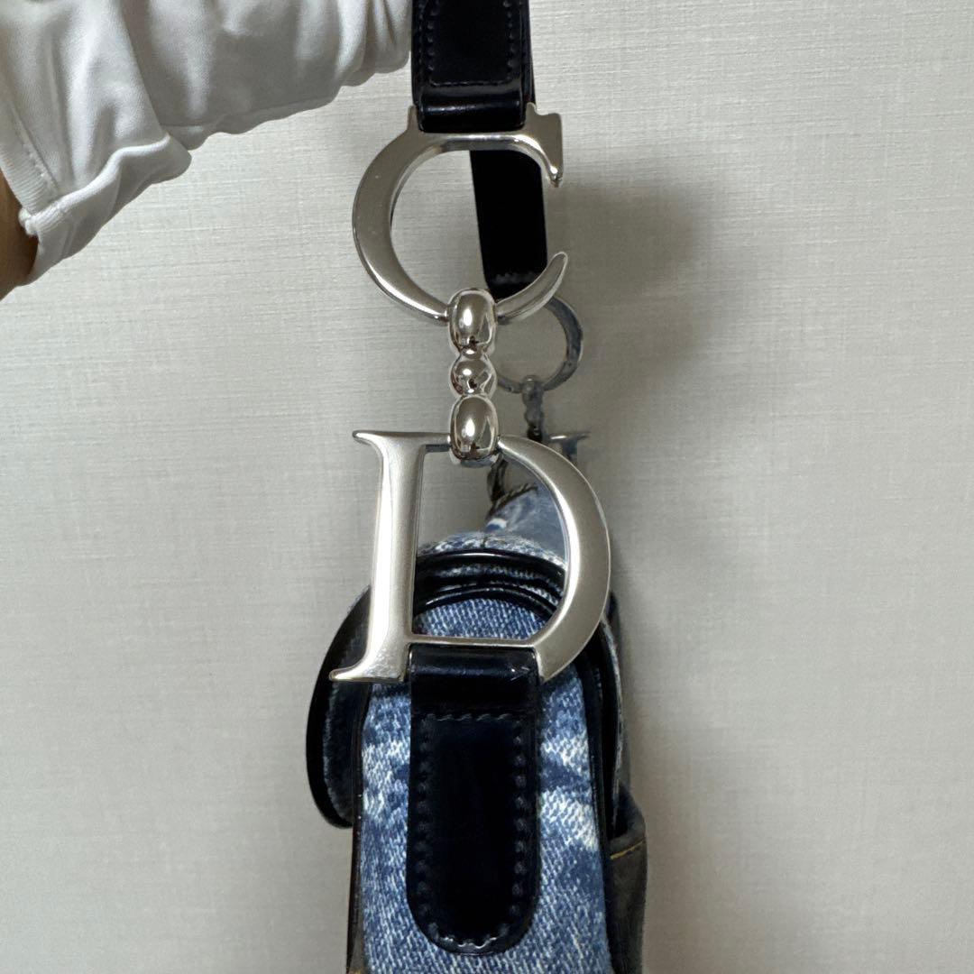 極美品 クリスチャンディオールショルダーサドルバッグガリアーノデニムシルバー金具