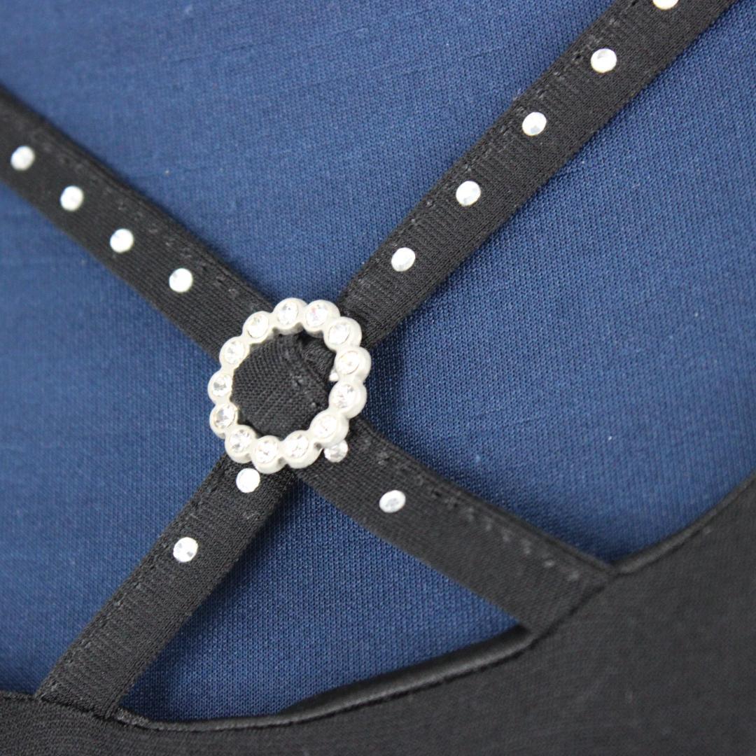 【美品 社交ダンス衣装】ワンピース ドレス un×Ⅱ 青 黒 花柄 かわいい
