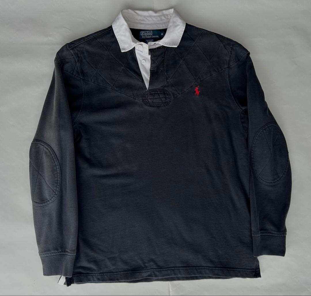 Polo Ralph Lauren ラグビーシャツ Mブラック エルボーパッチ