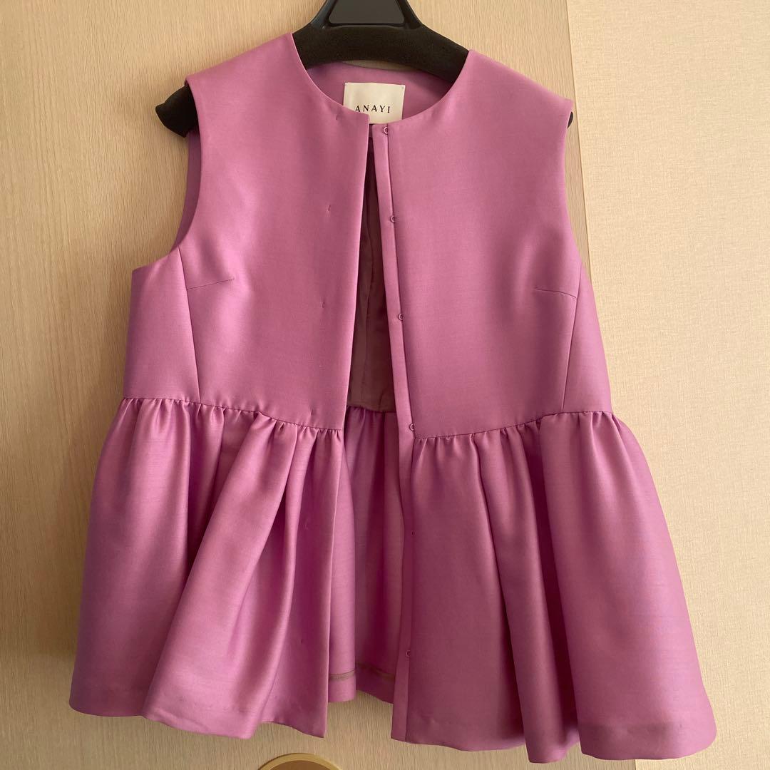 ANAYI ウールシルクペプラム　ジレ　Sサイズ
