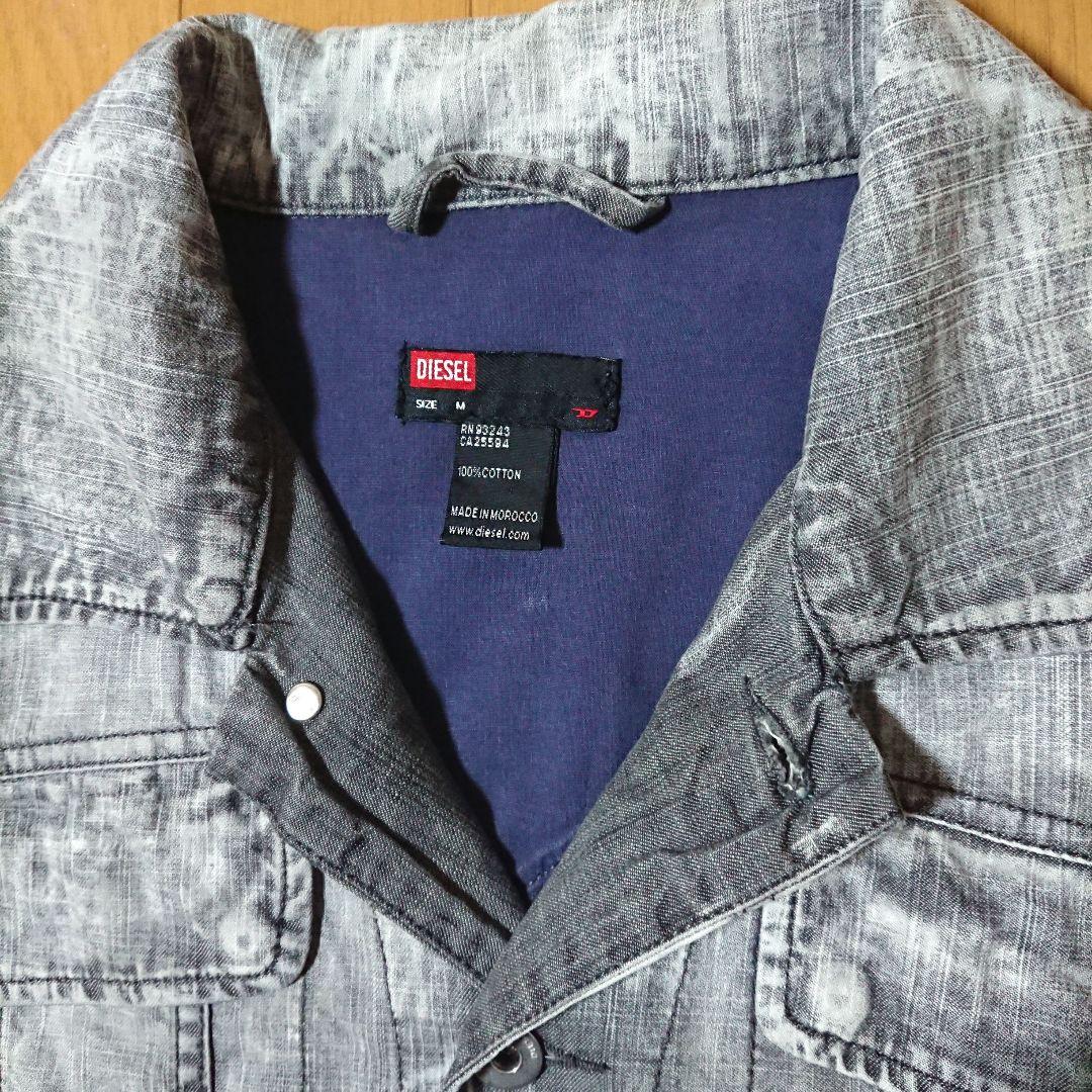 【希少】DIESEL ワッペン付ダメージ加工ライトカラーデニムジャケット