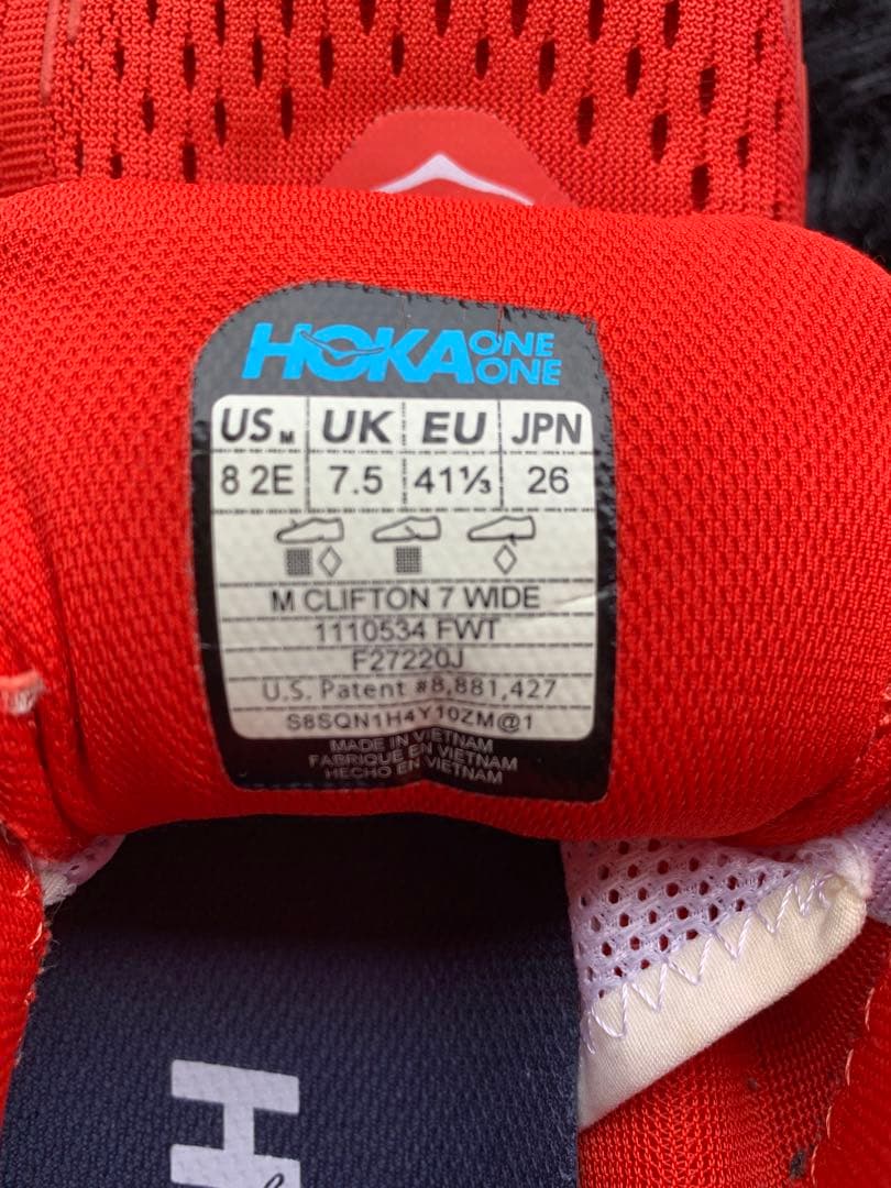 HOKA ONE ONE ホカオネオネ クリフトン7 WIDE 26cm 赤