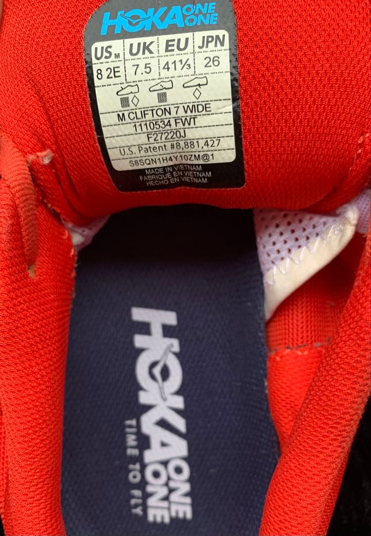 HOKA ONE ONE ホカオネオネ クリフトン7 WIDE 26cm 赤