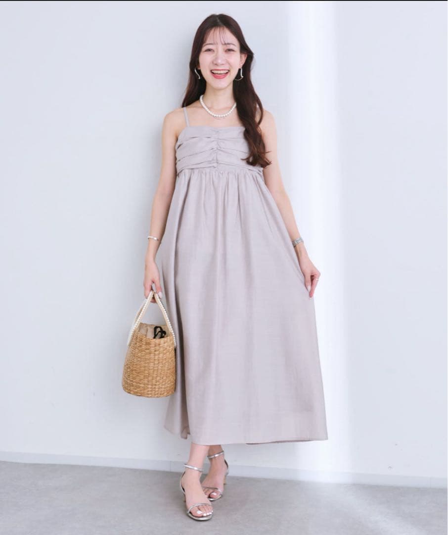 La boutique BonBon グレー フロントギャザー キャミワンピース