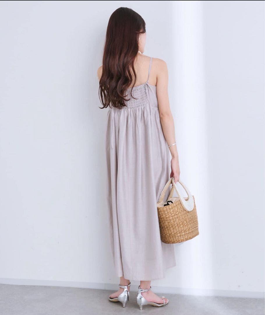La boutique BonBon グレー フロントギャザー キャミワンピース