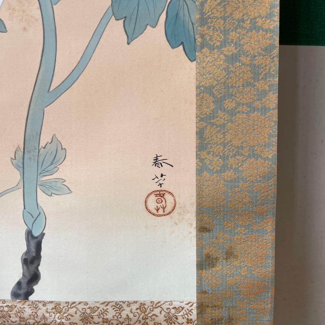 掛け軸　菱田春草筆「牡丹図」