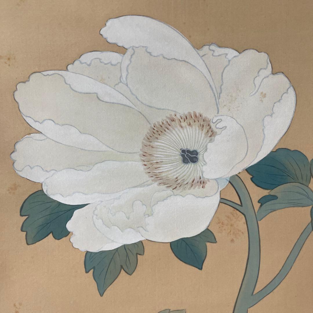 掛け軸　菱田春草筆「牡丹図」