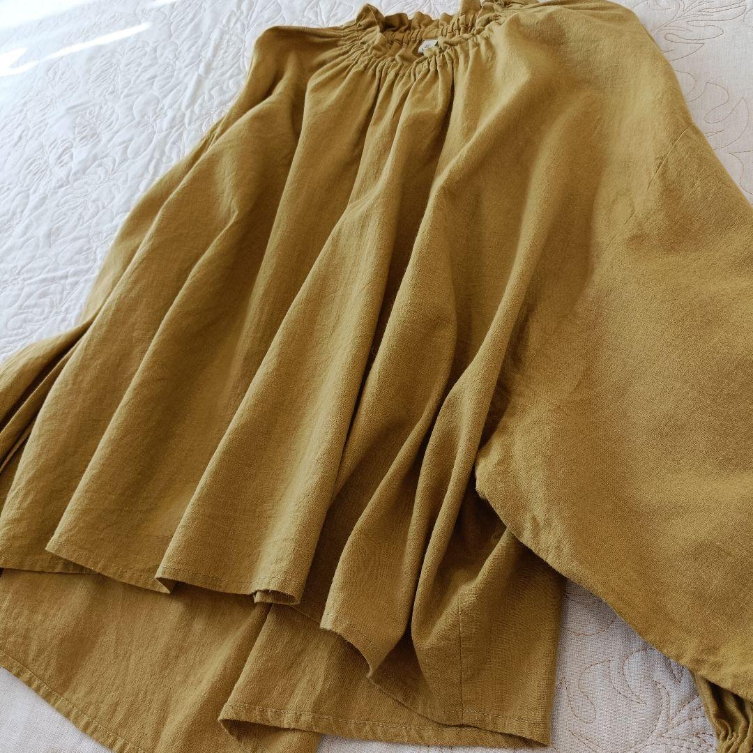 【新品未使用品】ハンドメイド　コットンリネン　作家物　ブラウス