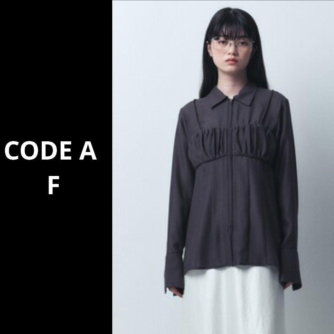 新品タグ付CODE Aコードエー ウール混 ジップアップフィットシャツ ブラウス