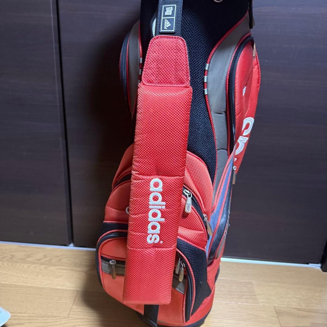 adidas キャディバッグ ゴルフバッグ スリーストライプ レッド