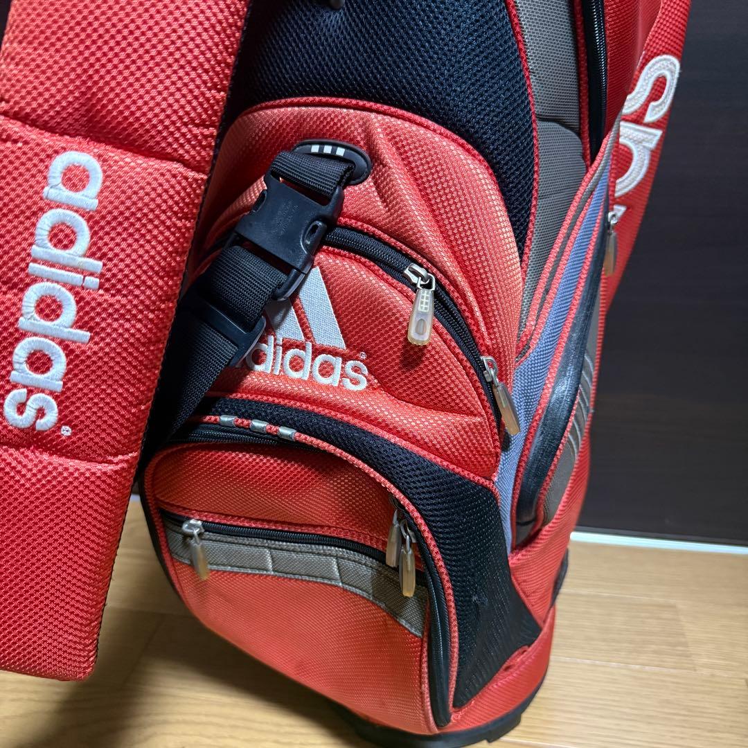 adidas キャディバッグ ゴルフバッグ スリーストライプ レッド