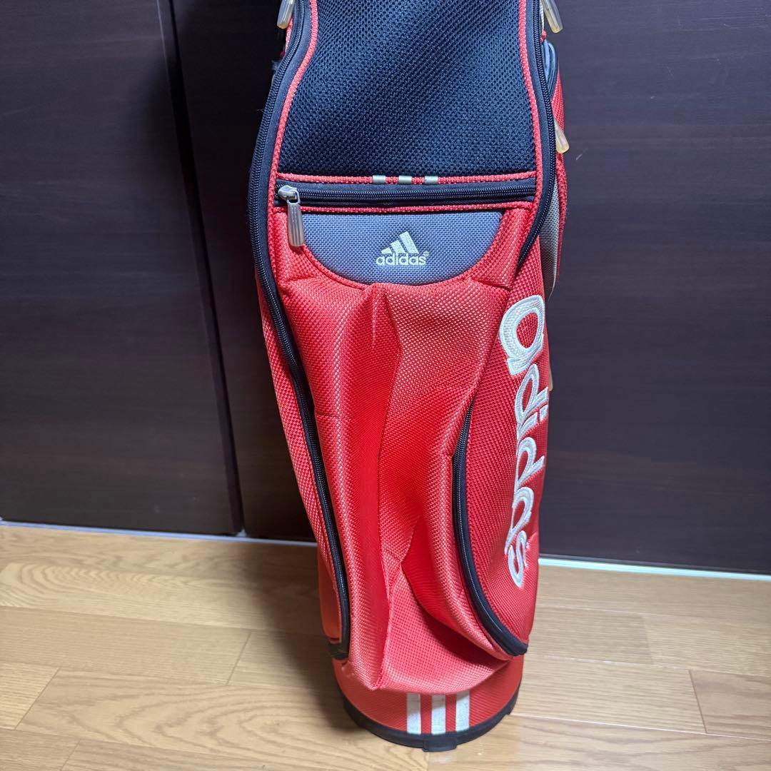 adidas キャディバッグ ゴルフバッグ スリーストライプ レッド