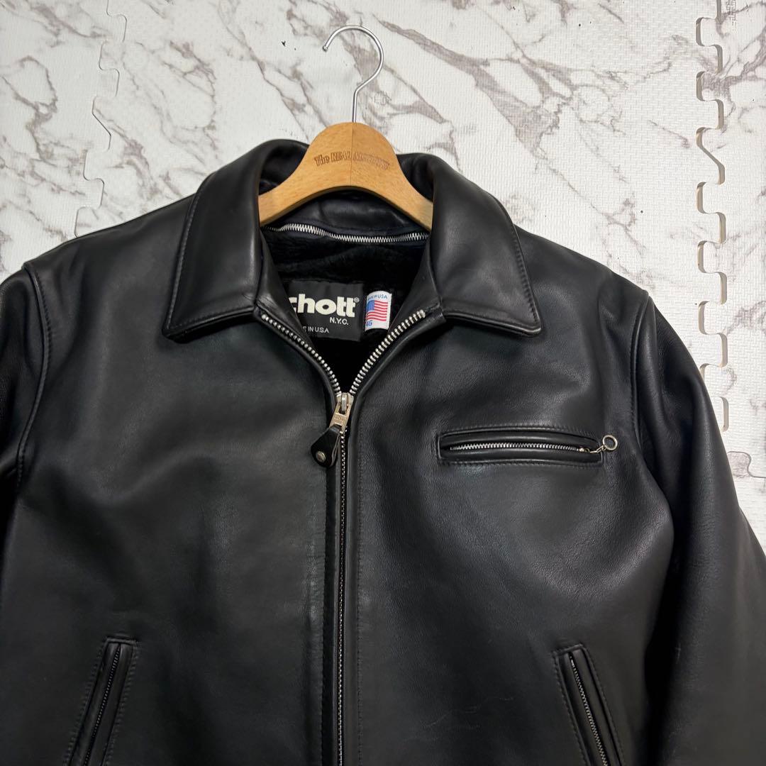 奇跡の46size/極美品✨schott トラッカージャケット ボア 黒 642