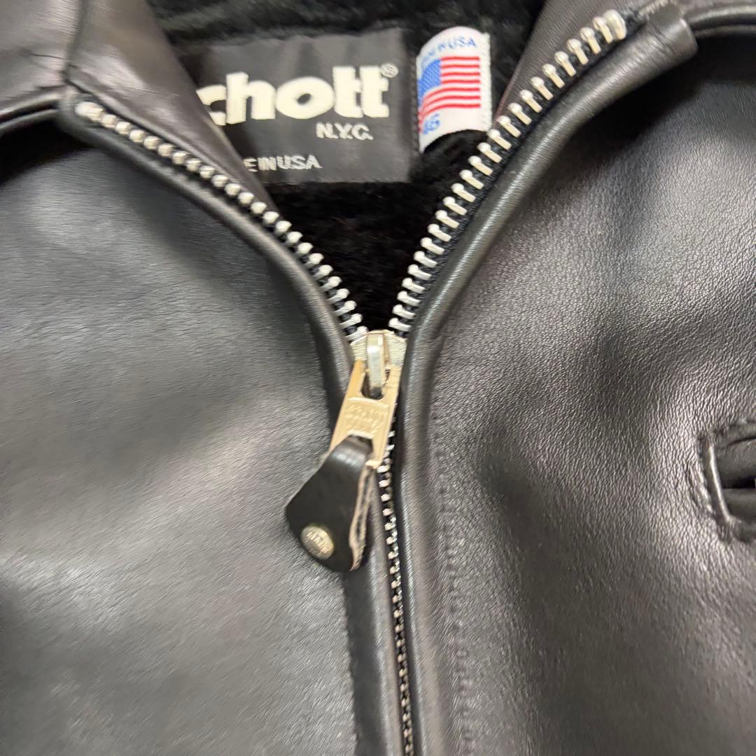 奇跡の46size/極美品✨schott トラッカージャケット ボア 黒 642