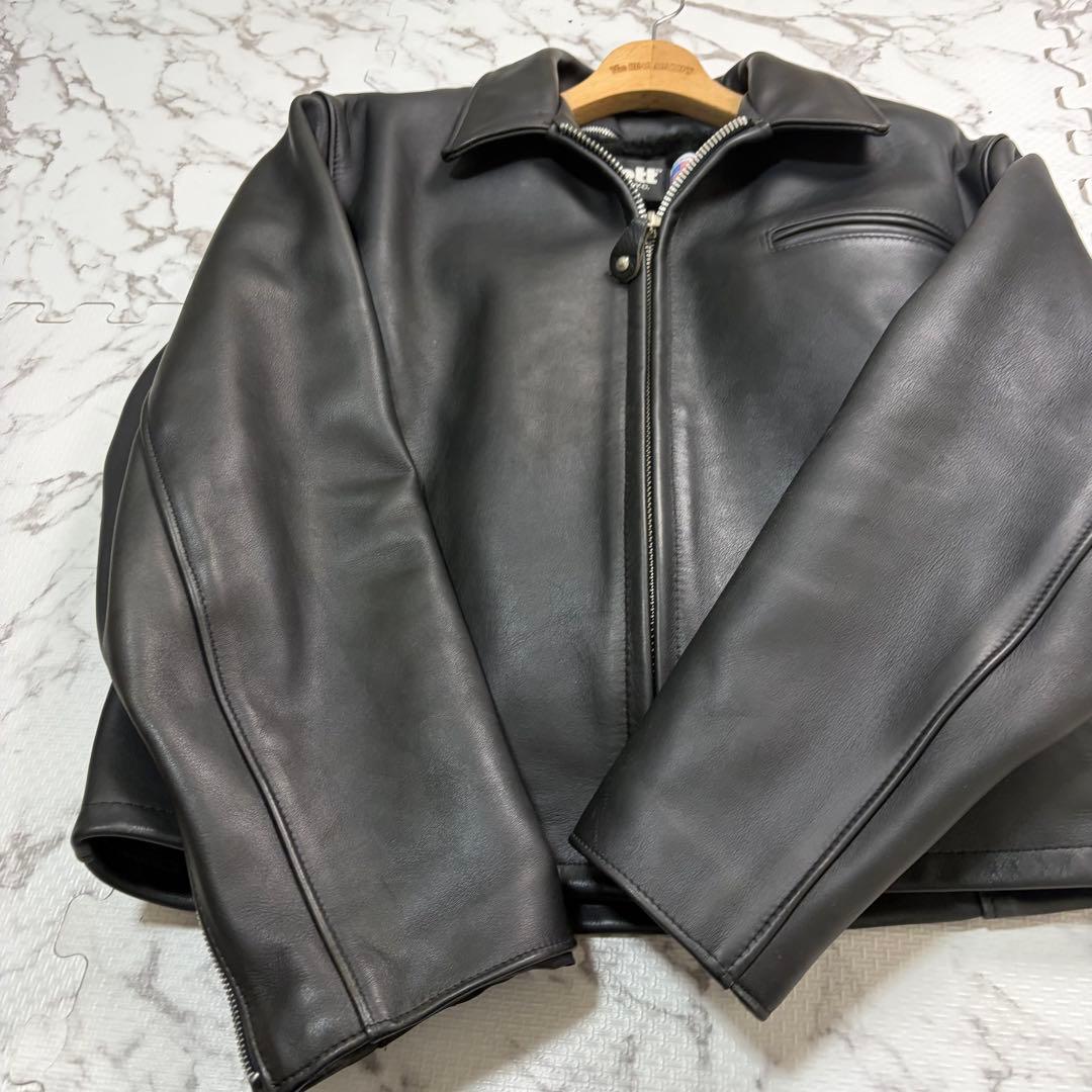 奇跡の46size/極美品✨schott トラッカージャケット ボア 黒 642