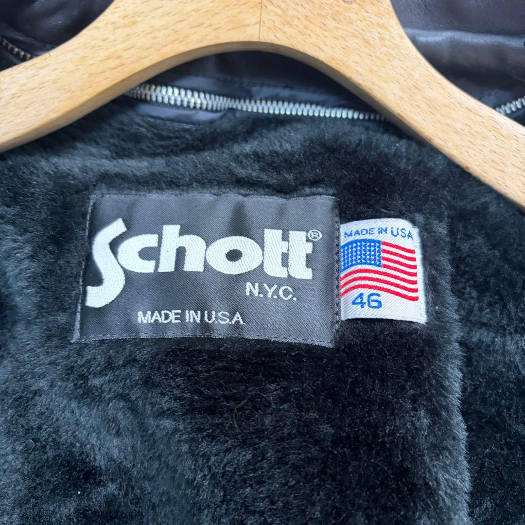 奇跡の46size/極美品✨schott トラッカージャケット ボア 黒 642