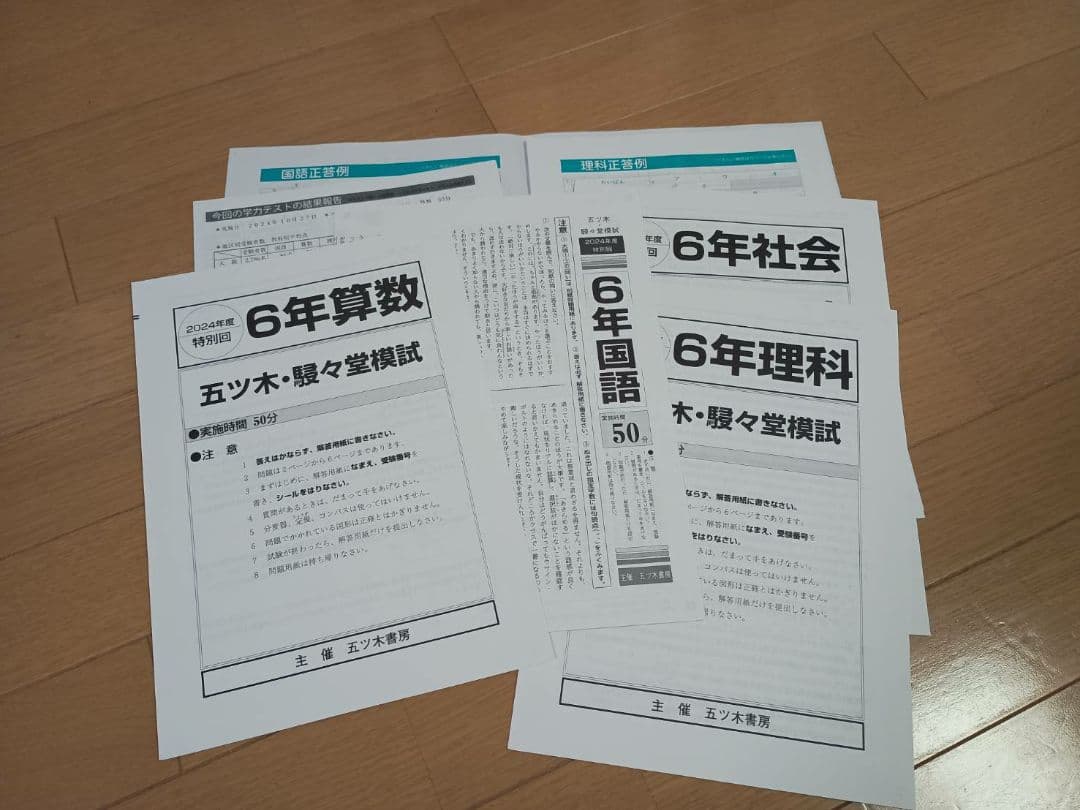 2024年 五木駸々堂模試　6年過去問