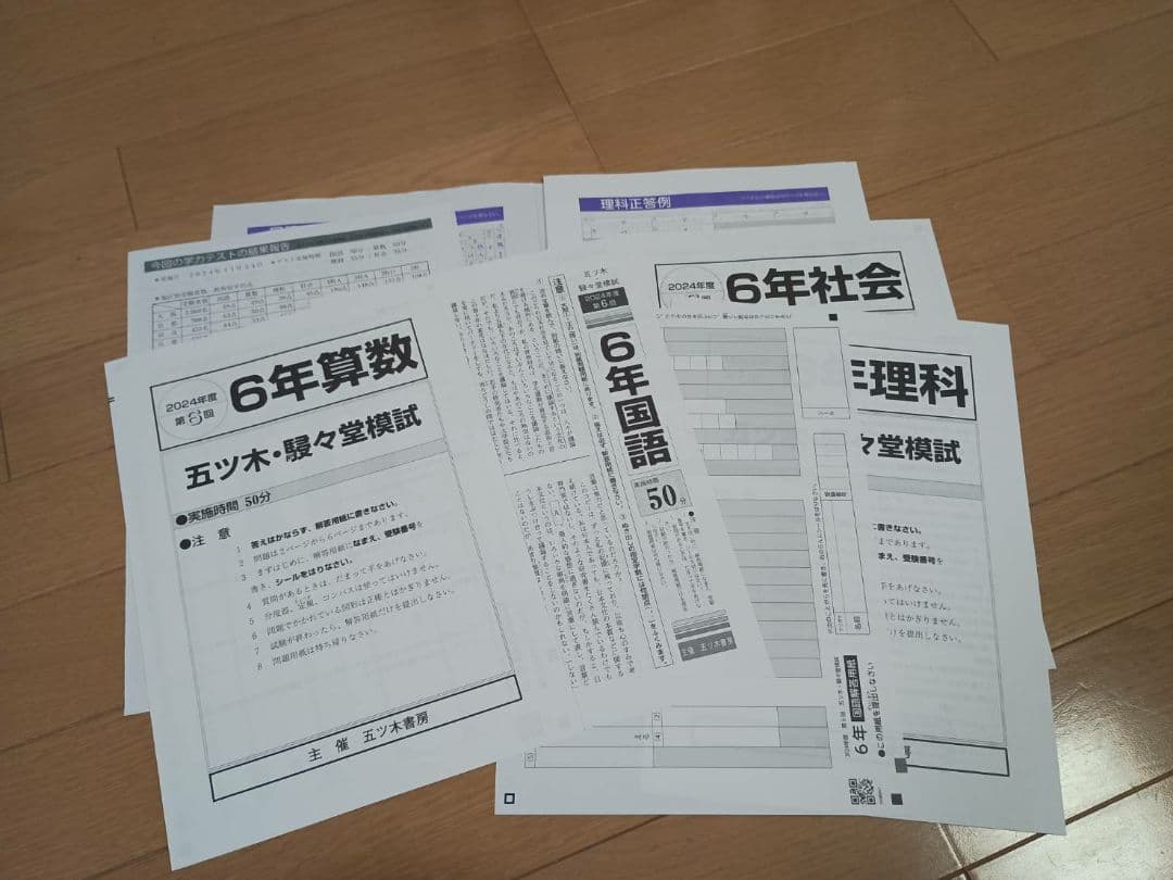 2024年 五木駸々堂模試　6年過去問