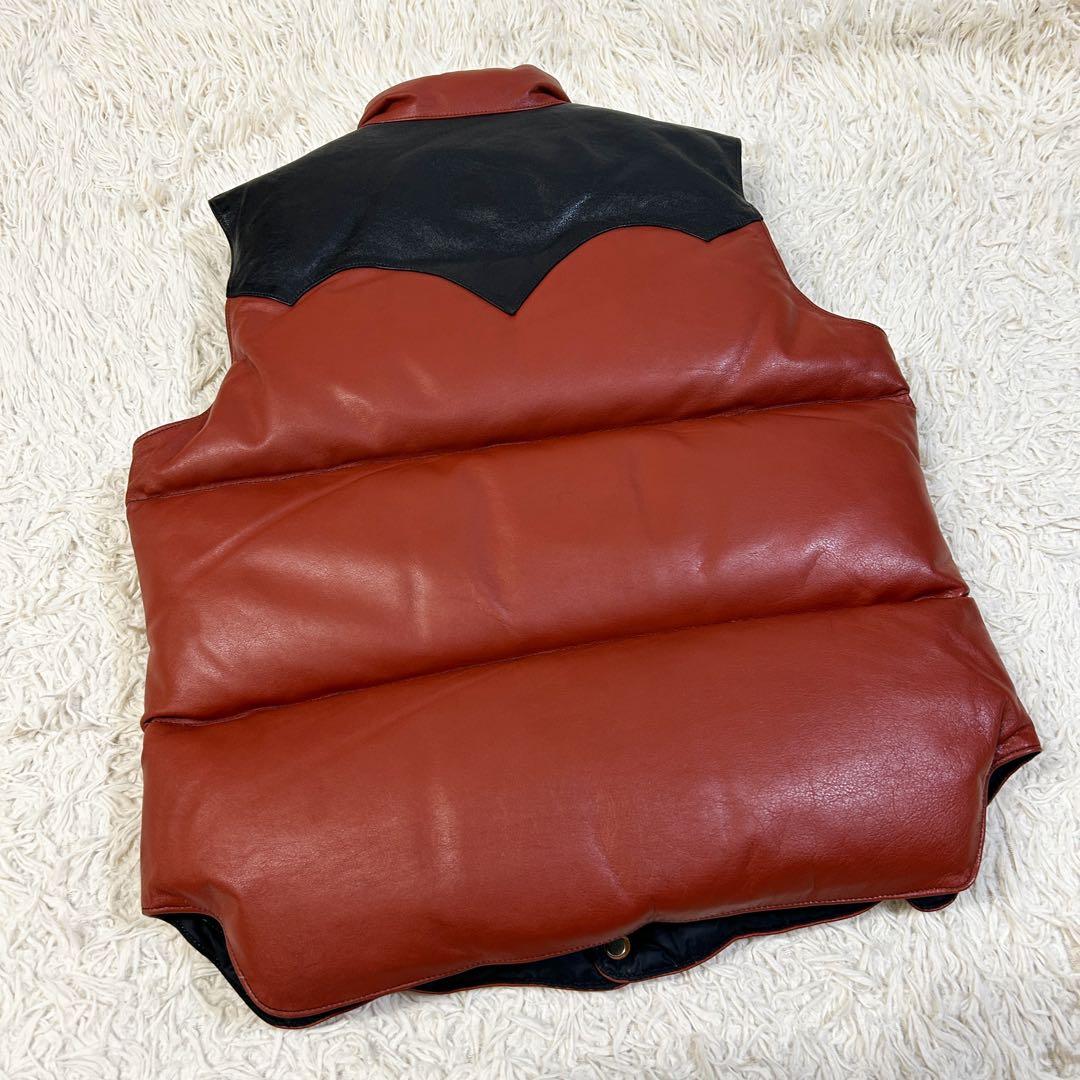 USA製✨ california mfg.co ダウンベスト S レンガ レザー