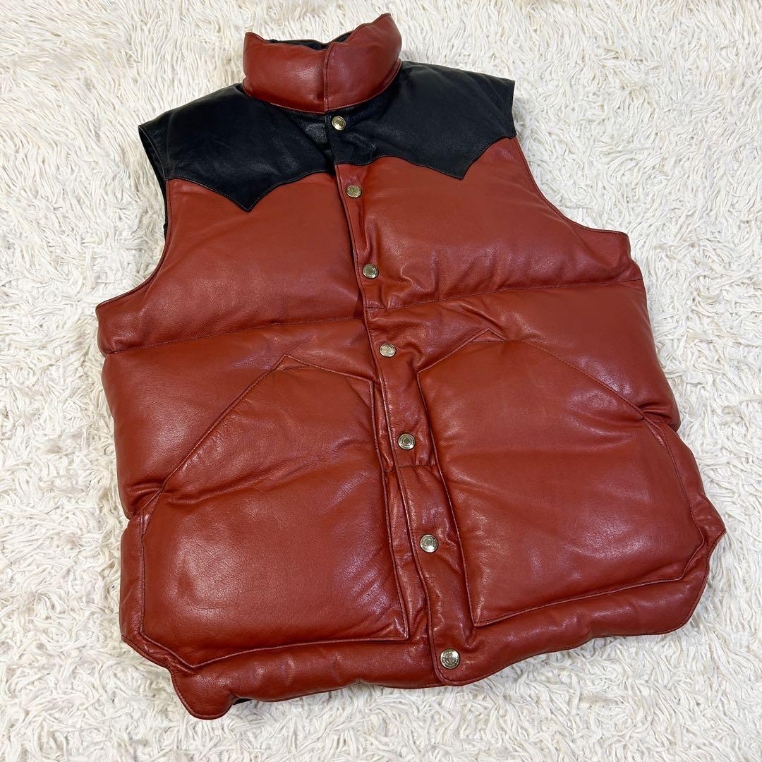 USA製✨ california mfg.co ダウンベスト S レンガ レザー