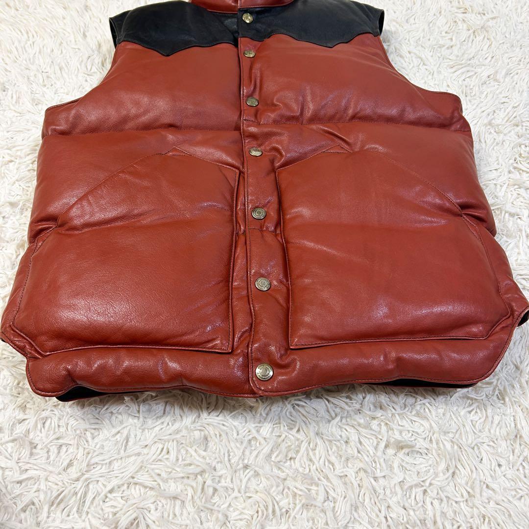 USA製✨ california mfg.co ダウンベスト S レンガ レザー