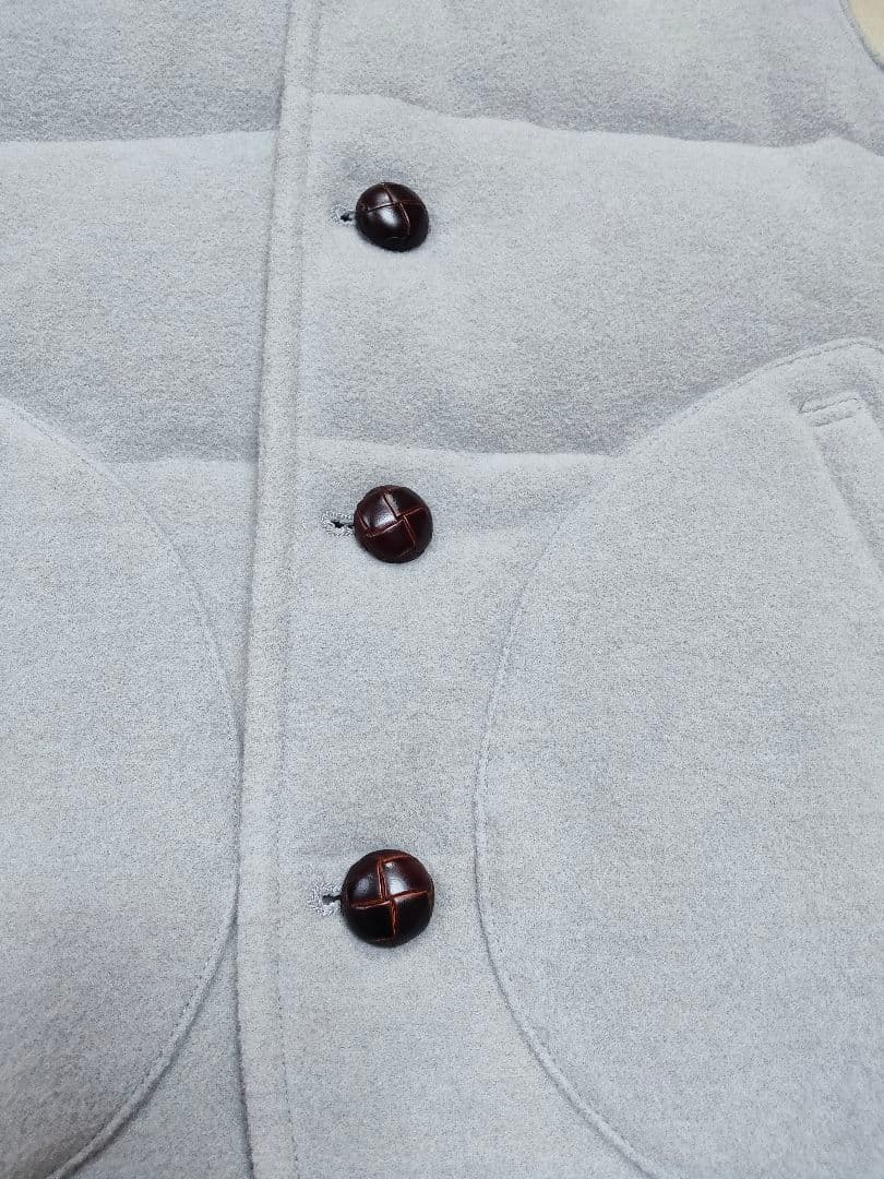 DANTON × BEAMS ダウンベスト 34 グレー レディース 牛革ボタン