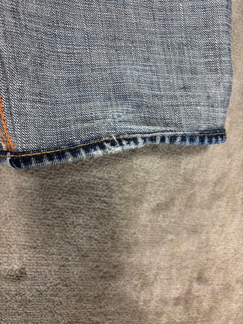 漢字刺繍ダークブルーストレートデニム