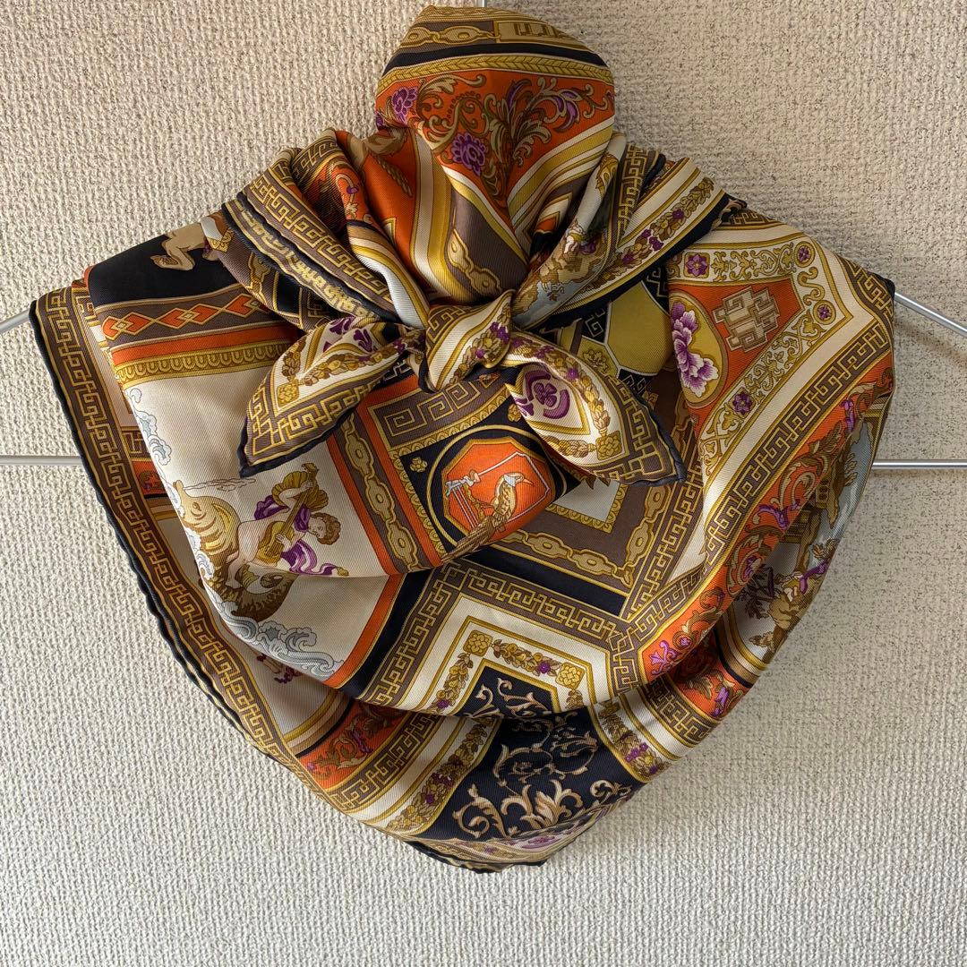 美品✨ETRO エトロ 大判スカーフ バロック調 イタリア製 シルク90×90