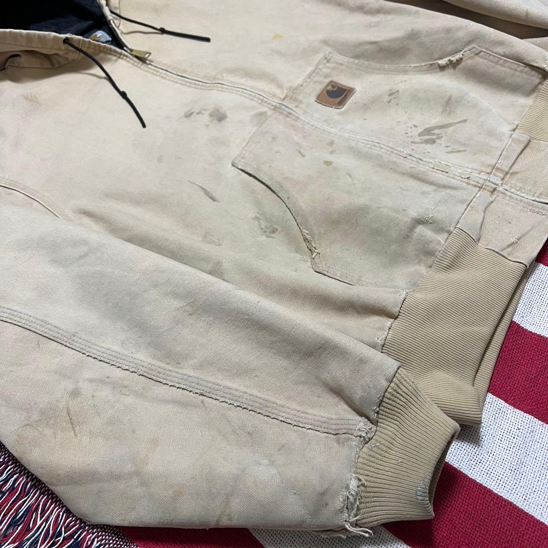 90s Carhartt カーハート ダックアクティブジャケット ベージュ ボロ