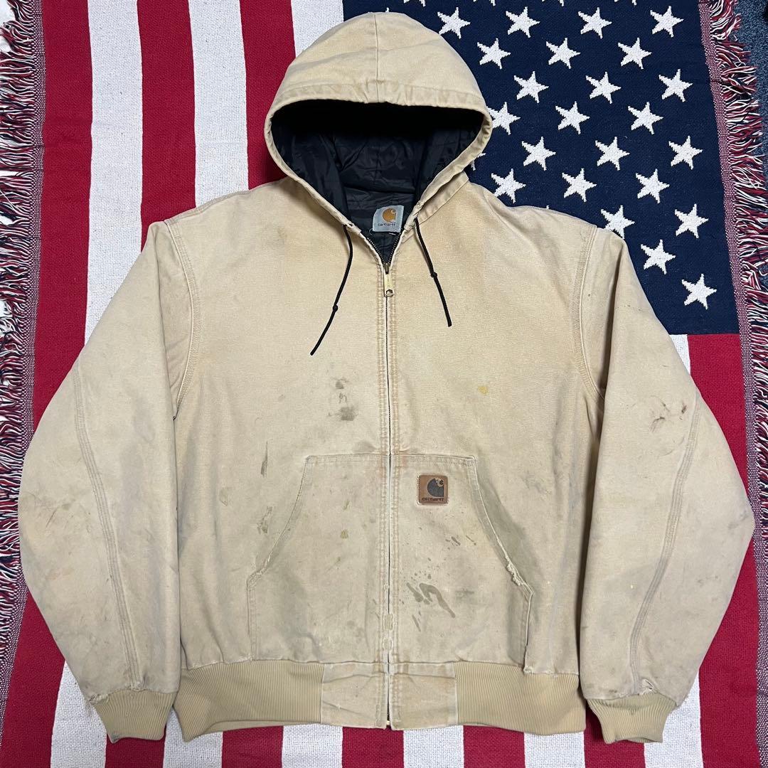 90s Carhartt カーハート ダックアクティブジャケット ベージュ ボロ