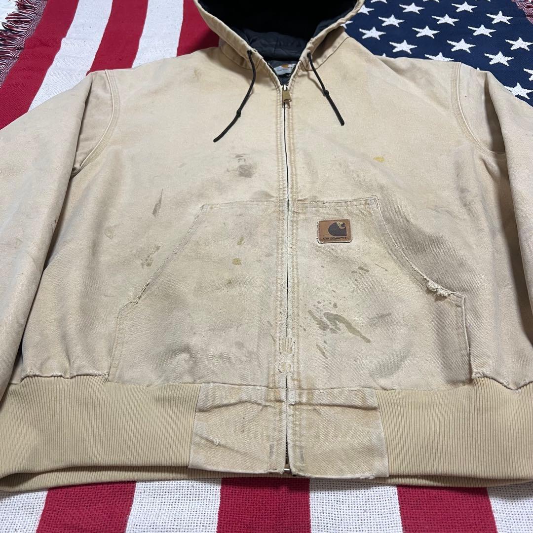 90s Carhartt カーハート ダックアクティブジャケット ベージュ ボロ