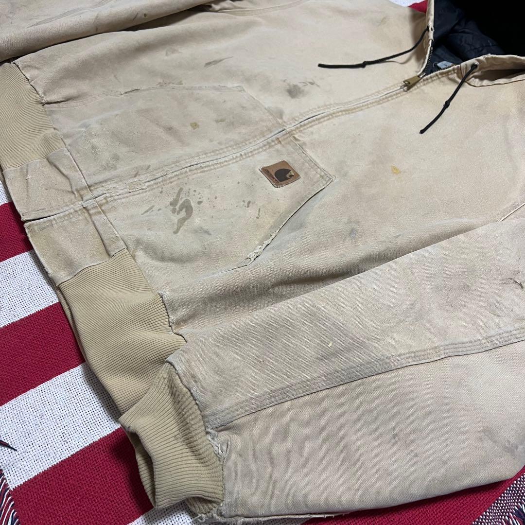 90s Carhartt カーハート ダックアクティブジャケット ベージュ ボロ