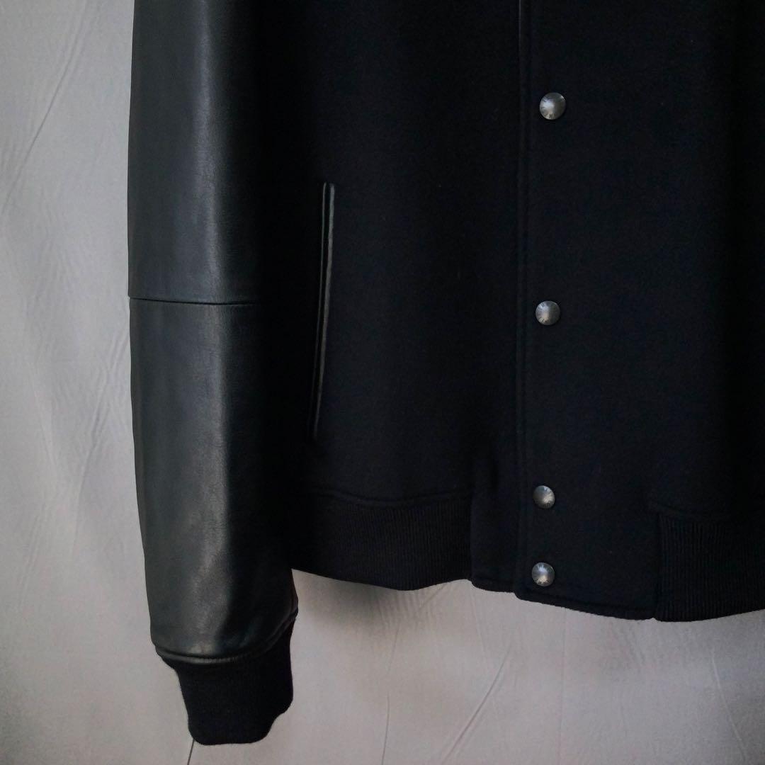 新品 EMMETI エンメティ スタジャン 50ウールカシミヤ レザー ブラック