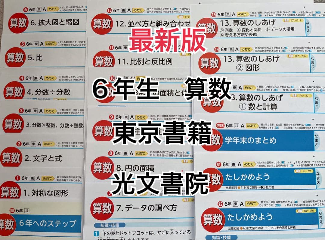 【最新版】小学6年生 算数 カラーテスト東京書籍　光文書院