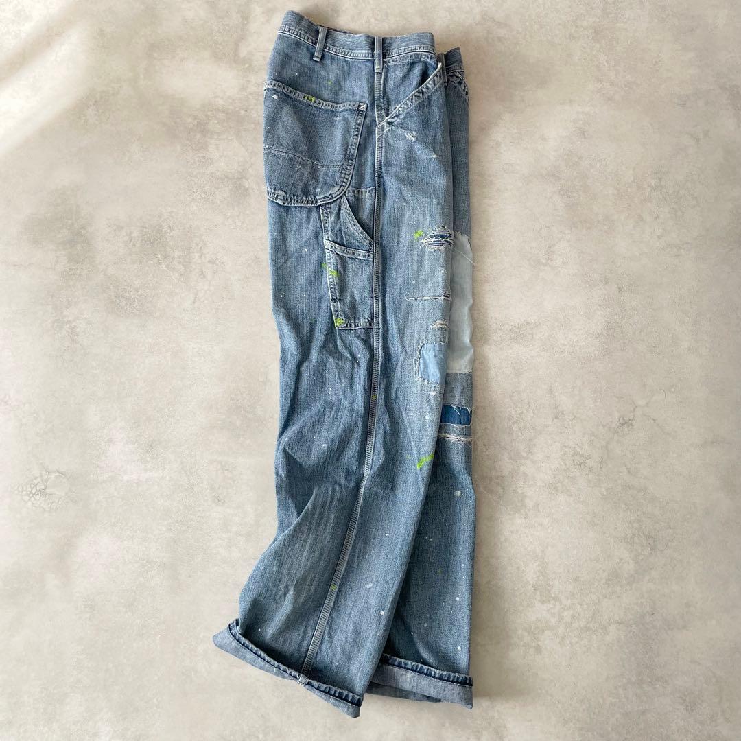 Lee ペインターパンツ リペア加工 ダメージ ワイド デニム M 日本製