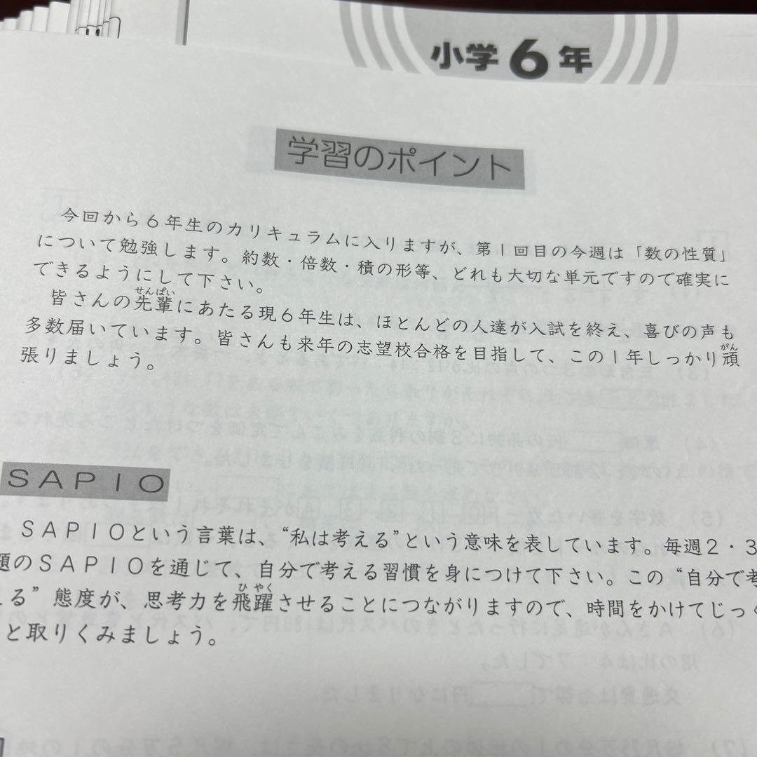 ㉒A SAPIX サピックス　sapix 6年　算数　ディリーサピックス　一年分