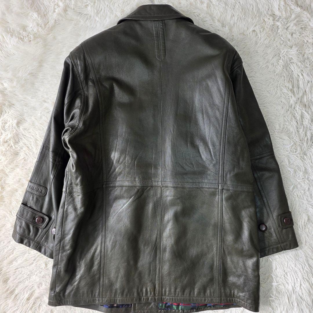【美品/L表記】バルマン レザージャケット コート ラムレザー カーキ系