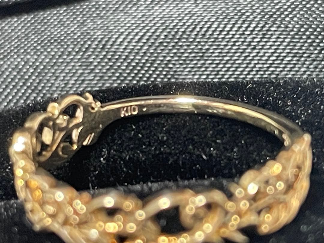 アガット　K10ゴールド オリーブ透かしリング