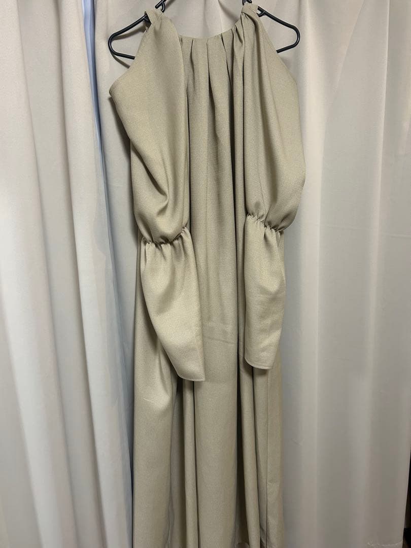 正規品acka long drape one-piece ベージュ　ワンピース2