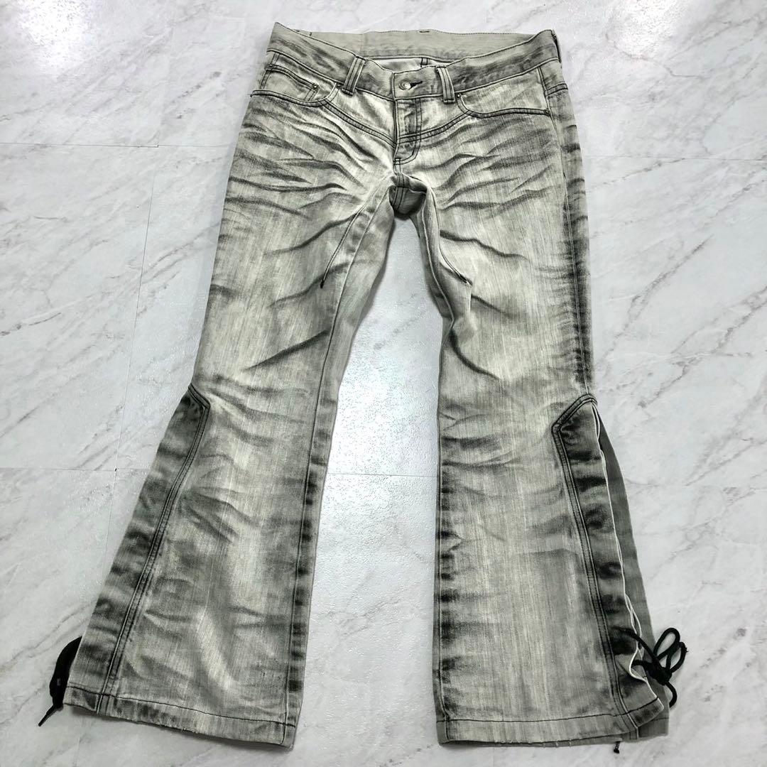 【希少 美品】トルネードマート デニム 鬼ヒゲ フレア レース グレー L