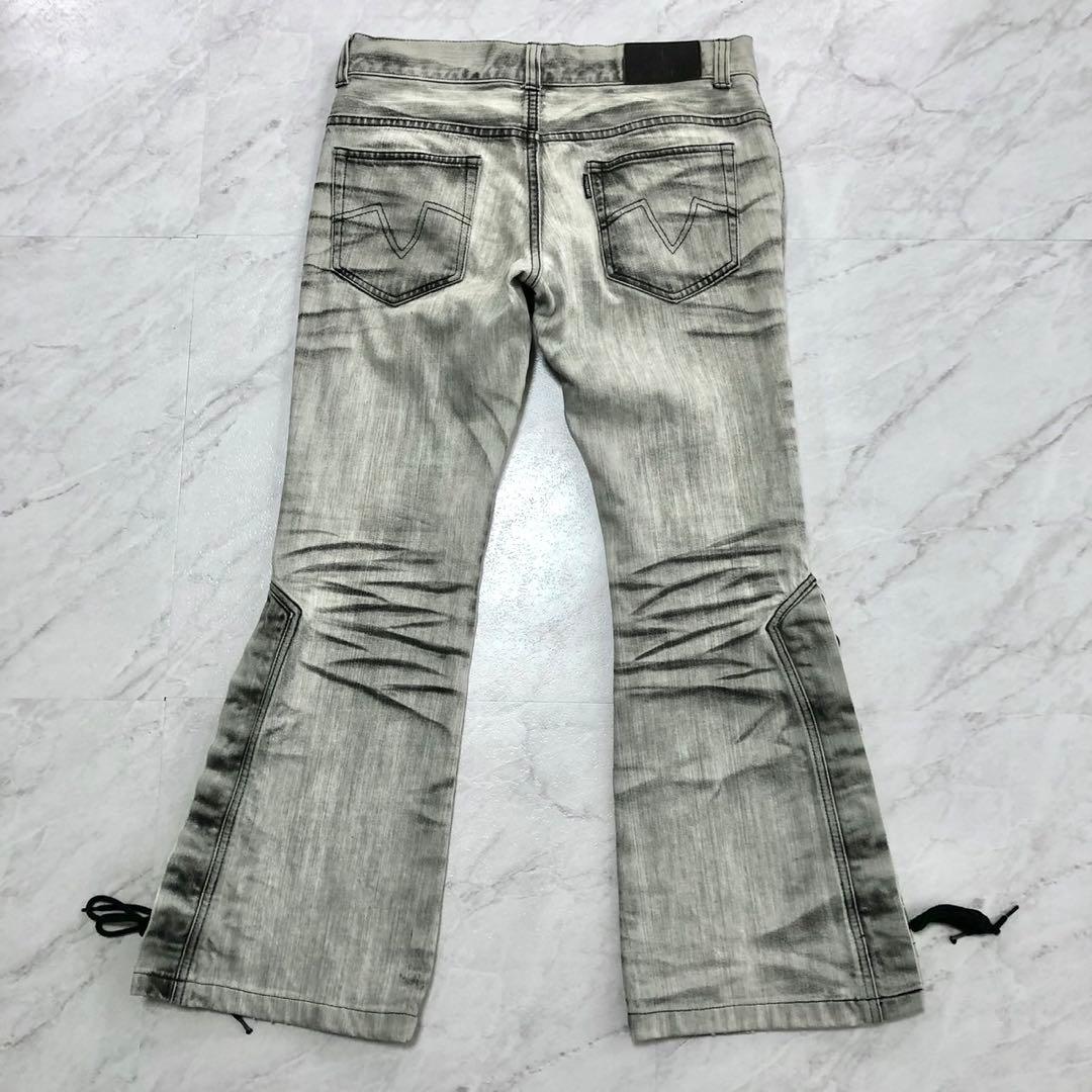 【希少 美品】トルネードマート デニム 鬼ヒゲ フレア レース グレー L