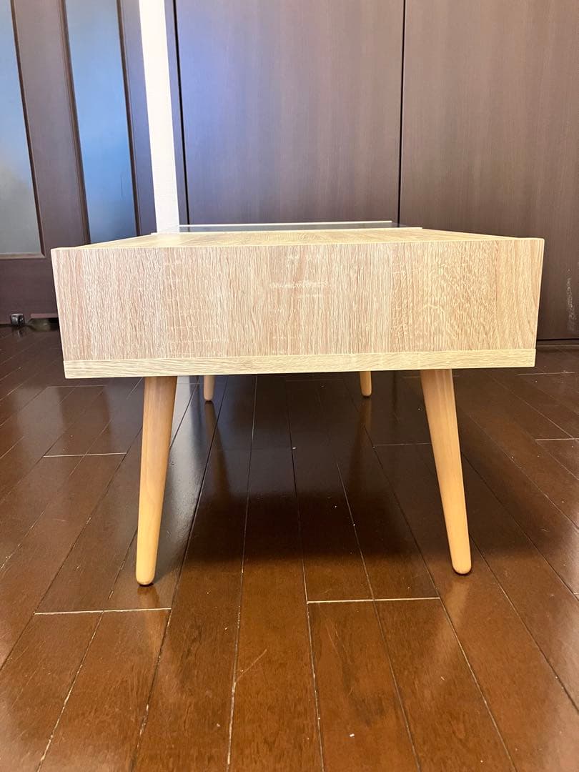 モダンセンターテーブル 木製 ガラス