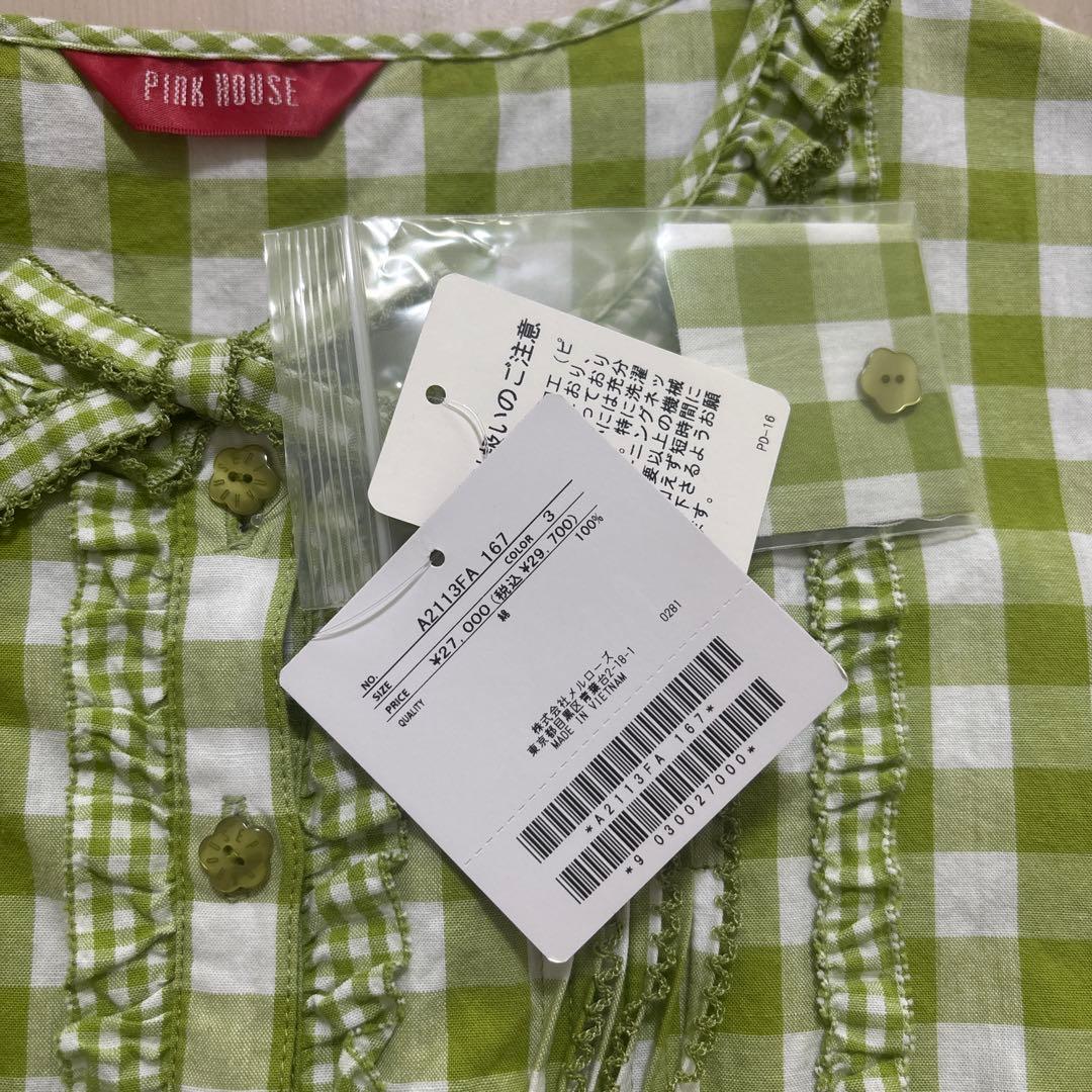 ★新品　PINK HOUSE グリーンチェック 半袖ワンピース
