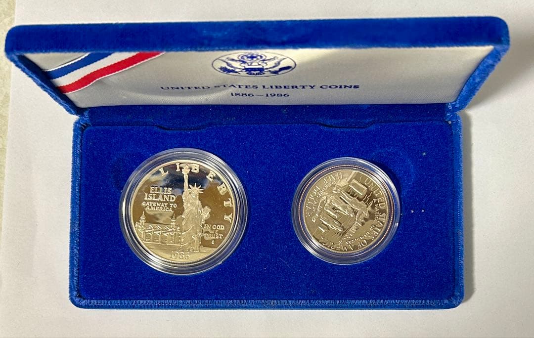 1986年 自由の女神 100周年記念銀貨・白銅貨2種セット プルーフ貨
