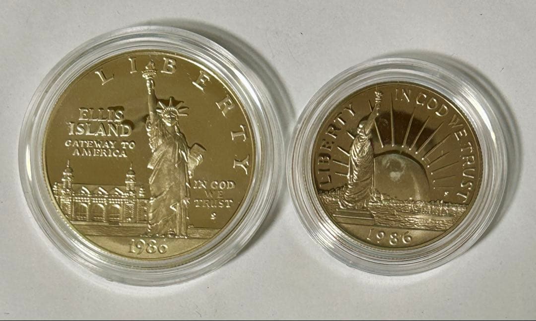 1986年 自由の女神 100周年記念銀貨・白銅貨2種セット プルーフ貨