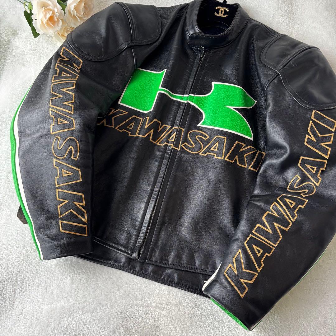 極希少✨Kawasaki 　レザー　Ninja ライダースジャケット　L