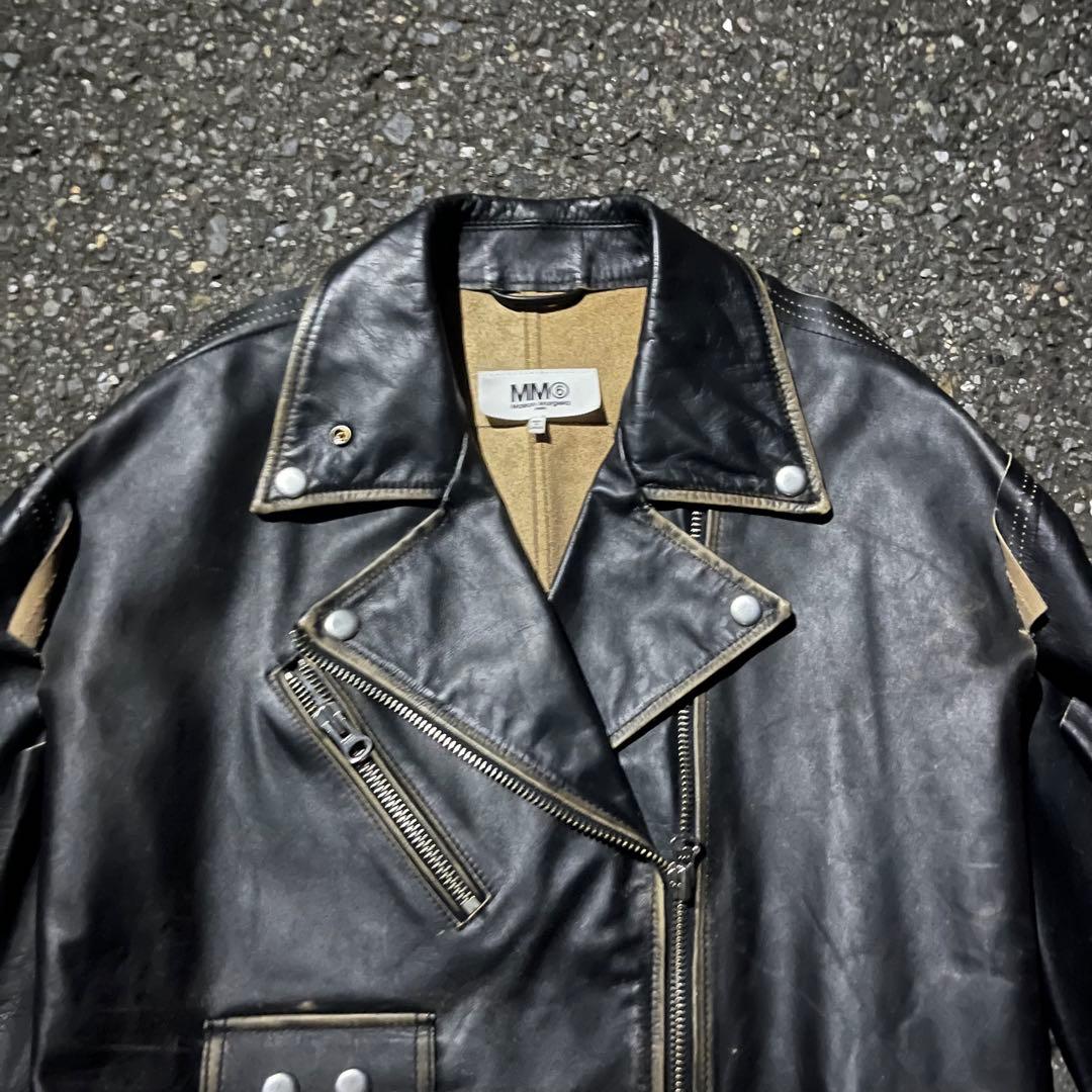 専用　MM6 黒 レザーライダースジャケット