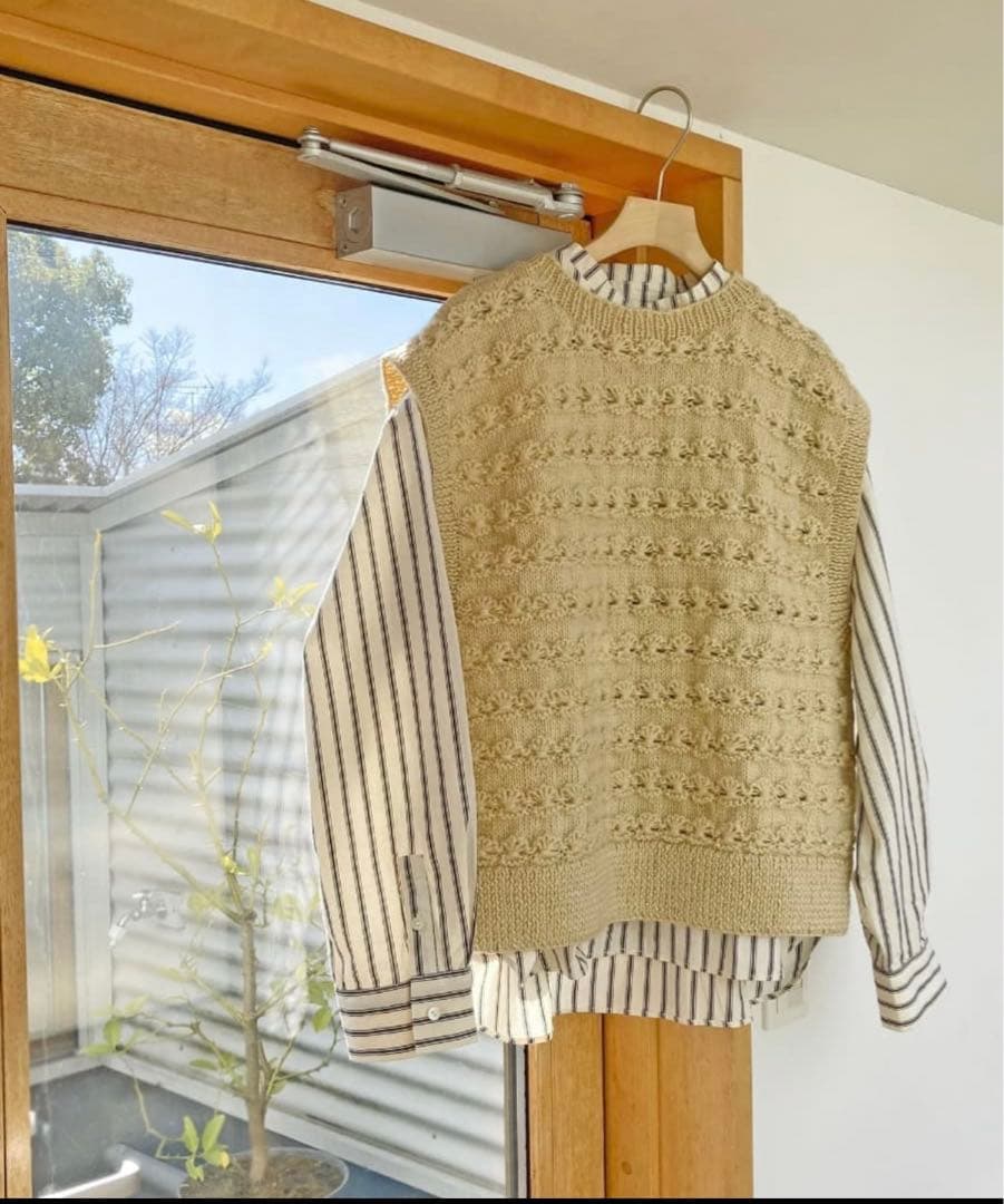 PAR ICI 【WEB別注】ネパール手編み お花編みボーダーベスト